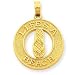 14k Life's a Beach on Round Frame w/Flip-Flop Pendant
