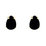 10k Yellow Gold Pear Shaped Black Onyx Stud Earrings