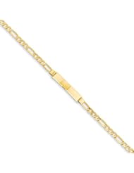 14k Yellow Gold 7in Figaro ID Bracelet. Metal Wt- 4.11g