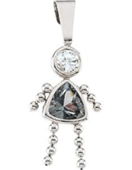 Genuine IceCarats Designer Jewelry Gift 14K White Gold Girl Pen W/Cz & Tri Imi Births. March Girl Pendant With Imitation Birthstone Girl Pen W/Cz & Tri Imi Births In 14K White Gold