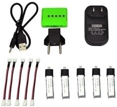 IUModel 5 Pcs 3.7V 200mah Batteries and Battery Chargers 1 Pcs Battery Charger for Wltoys V911 V911-1 V911-2 F929 F939