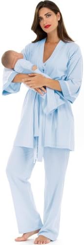 The Olian Nursing PJ Stripe Set (X-Small, Blue)