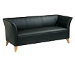 Office Star SL1513 Leather Love Seat with Maple Finish -Black
