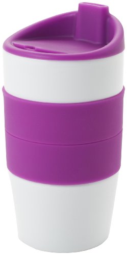 Yedi Houseware Classic Coffee and Tea 11-Ounce Double Silicone Sleeve Travel Mug, Purple