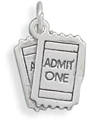 Sterling Silver "ADMIT ONE" Movie Tickets Charm with 18" Steel Chain