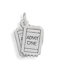 Sterling Silver ADMIT ONE Movie Tickets Charm