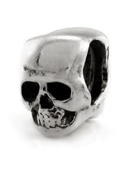 Genuine Ohm Beads (TM) Product. 925 Sterling Silver Skull Threaded European Spacer Bead Charm. 100% Satisfaction Guaranteed.
