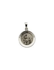 Round First Holy Communion Medal in 14k White Gold