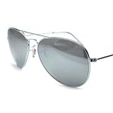 Aviator Sunglasses Silver Frame Mirror Lens