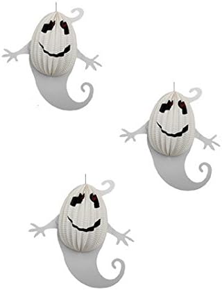 Three-dimensional Halloween Spooky Night Ghost Tissue Paper Hanging Paper Lanterns Kit Party Decoration Accessories (3pcs Ghosts)