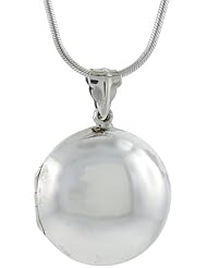 Sterling Silver Round Locket Plain, 1 1/8 inch
