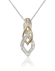 18k Gold Plated Sterling Silver Diamond Pendant Necklace (1/10 Cttw, I-J Color, I2-I3 Clarity), 18 Inch
