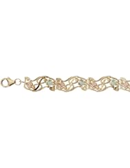 Womens Tricolor Gold Omega Wave Bracelet in Black Hills Gold Motif, 7.25"