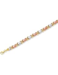 Fancy Hearts 14K 3 Tone Gold Bracelet