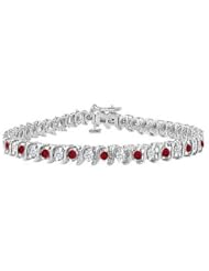 Ruby and Diamond Tennis Bracelet 18K White Gold - 1.00 CT TGW