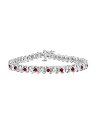 Ruby and Diamond Tennis Bracelet 18K White Gold - 2.00 CT TGW