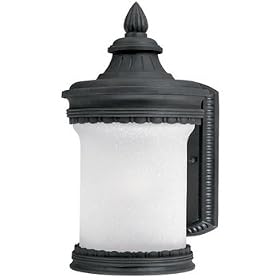 Thomas Lighting SL9158-7 Regent - One Light Outdoor Wall Fixture, Matte Black Finish with Etched Seedy Glass