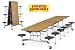 Folding Mobile Cafeteria Table 120L Gray Nebula Top 12 Black Seats