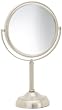 Jerdon JP910NB 6-Inch Tabletop Two-Sided Swivel Vanity Mirror with 10x Magnification, 11-Inch Height, Nickel Finish