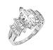 Sterling Silver Engagement Ring Wirh Marquise Cubic Zirconia With Four Prongs in Semimount Setting