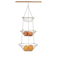 3 TIER WIRE nickel HANGING fruit veg Basket KITCHEN NU
