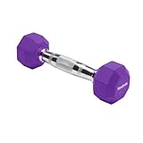 Reebok Rubber Hex Dumbbell (3-Pounds, Purple)