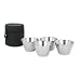 Black Faux Leather Case Four Piece Stainless Steel Cups