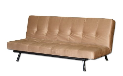 Convertible Futon Sofa Chaise Khaki Microfiber