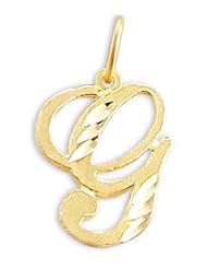 Cursive G Letter Charm 14k Yellow Gold Initial Pendant