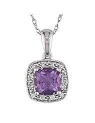 10K White Gold 1 Carat Amethyst and Accent Diamond Pendant