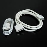 Cosmos ® White Cable 3 Ft USB Charge and Sync Data Cable + Dock Connector Extender Extension Cable for Ipod Touch Iphone 4 4s 3 3Gs + Cosmos Cable Tie