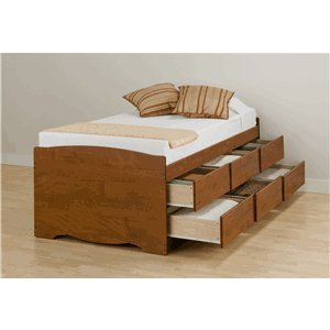 Prepac Monterey Cherry Tall Twin/Mates Platform Storage Bed (6-drawers)