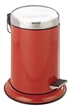 WENKO Kosmetik Treteimer Retoro - Edelstahl - 3 Liter - 24 x 22 x 31 cm - ROT - Badeimer - Eimer - Abfalleimer