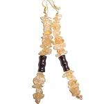 Citrine Earrings 03 Dangle Yellow Gemstone Brown Wood Crystal Healing 4