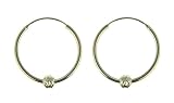Image of Silver Ladies Hoops with Diamond Cut Ball Detail