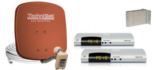 TechniSat DigiDish 45 SAT-Komplettpaket (Twin-LNB, 2x TechniSat Digit S2 e) rot Preisvergleich