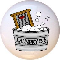 Ceramic Knob - Chore #51 Wash Tub - Laundry By Lisa