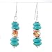 Turquoise Gemstone and Swarovski Crystal Bead Dangle Earrings with Sterling Silver Discs, #8167