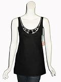 REBECCA TAYLOR Embellished Scoop Tunic Top in Black
