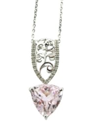 O&G Australia Natural 11mm Trillion Cut Kunzite with White Topaz (5.7ct), 925 Sterling Silver Pendant
