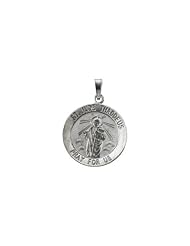 18.25 mm Round St. Jude Pendant Medal in 14K White Gold