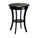 Winsome Wood Round Table with Drawer and Shelf, Black