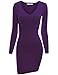 Doublju Women U Neck Back Lace Coll Fabric VIOLET Dress,M