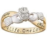 Personalized Two-Tone Couple's Claddagh Name Ring