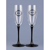 Shopzeus USA zeusd1-HOBH-4332301 Black-Stemmed Bride and Groom Flutes