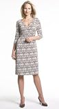 WRAP-FRONT PRINTED KNIT DRESS