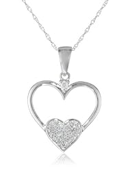 10k White Diamond 0.10cttw Pendant Necklace, 18"