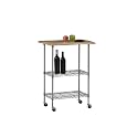Linon Butcher Block Top Work Island w/ Chrome Legs