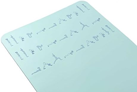 FlowMats SunFlow non slip yoga mat embossed with poses, training yoga mat with sun salutations (Mint Green)