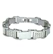 Stainless Steel Polished Bracelet with Cubic Zirconia - 8'' long